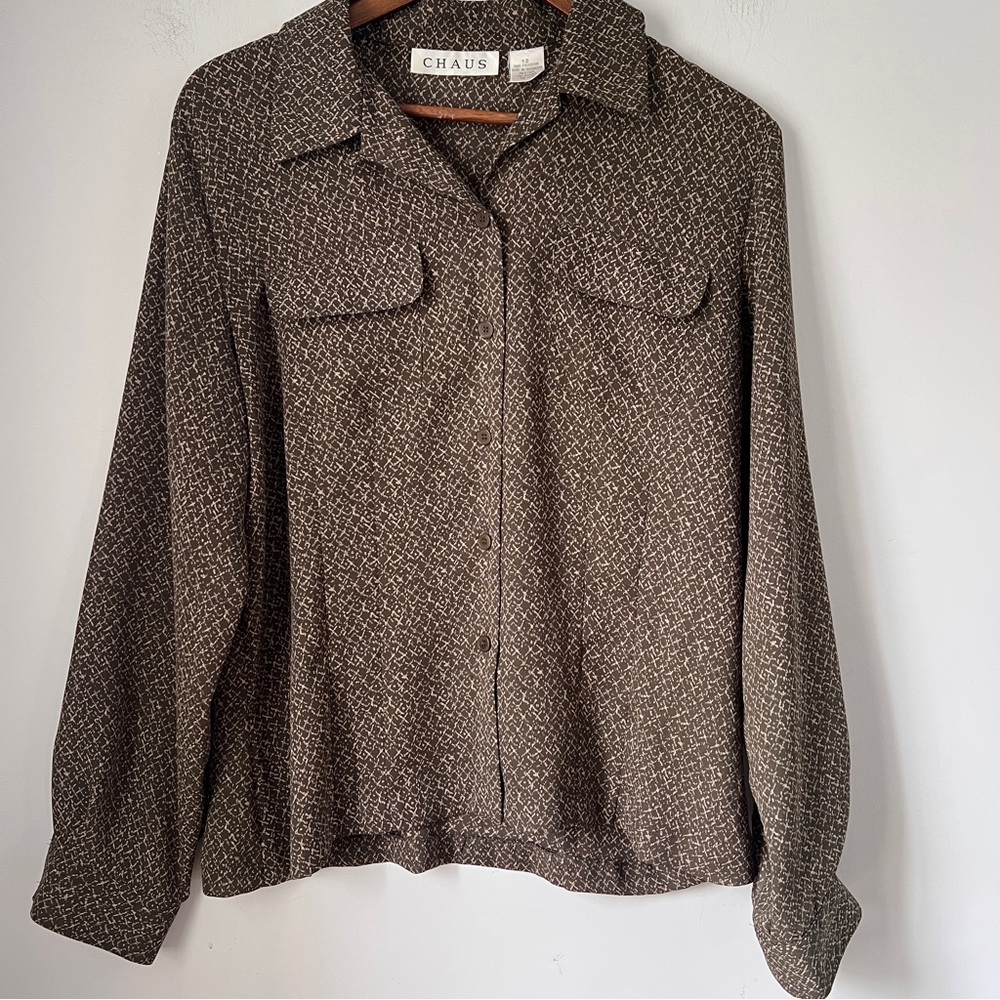 Chaus Brown Button Down Shirt